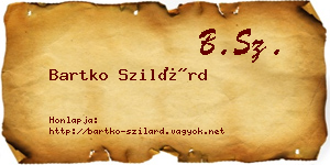 Bartko Szilárd névjegykártya